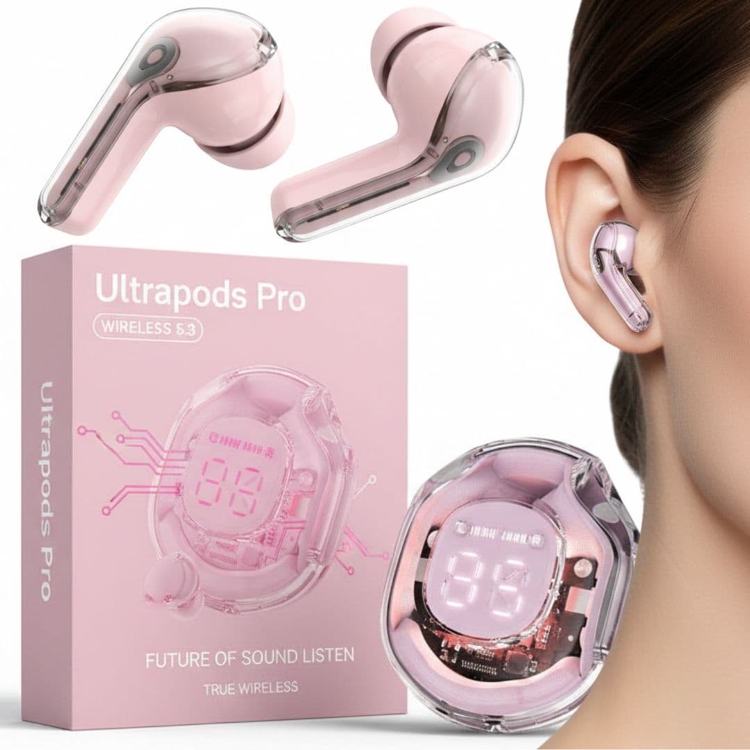 A8_tds0858_Różowe douszne słuchawki PinkPods