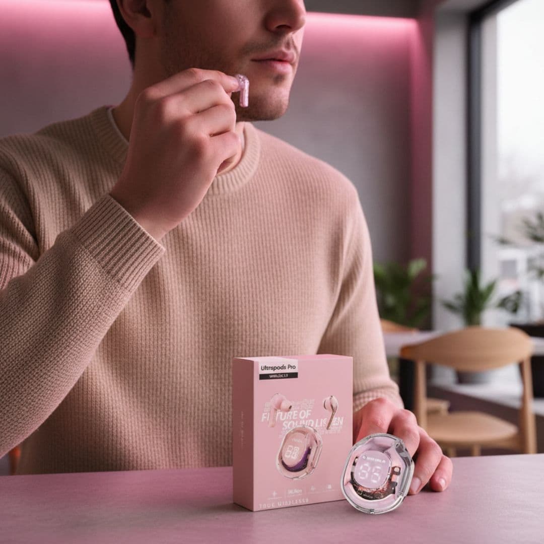 A8_tds0858_Różowe douszne słuchawki PinkPods