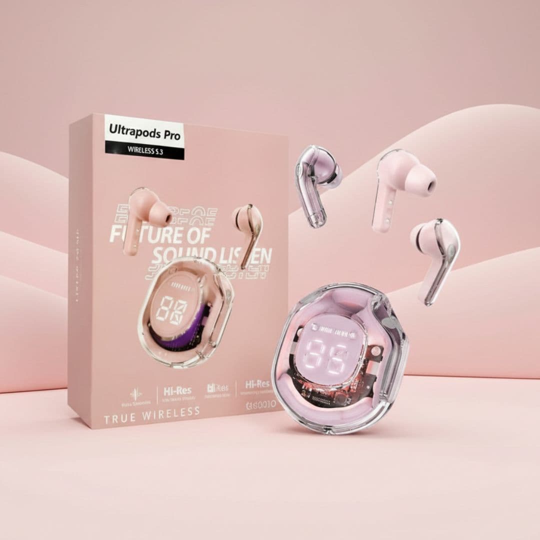 A8_tds0858_Różowe douszne słuchawki PinkPods